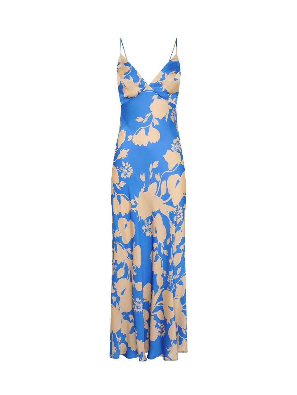 Aurora Strappy Maxi Dress KIVARI Blue floral maxi dress