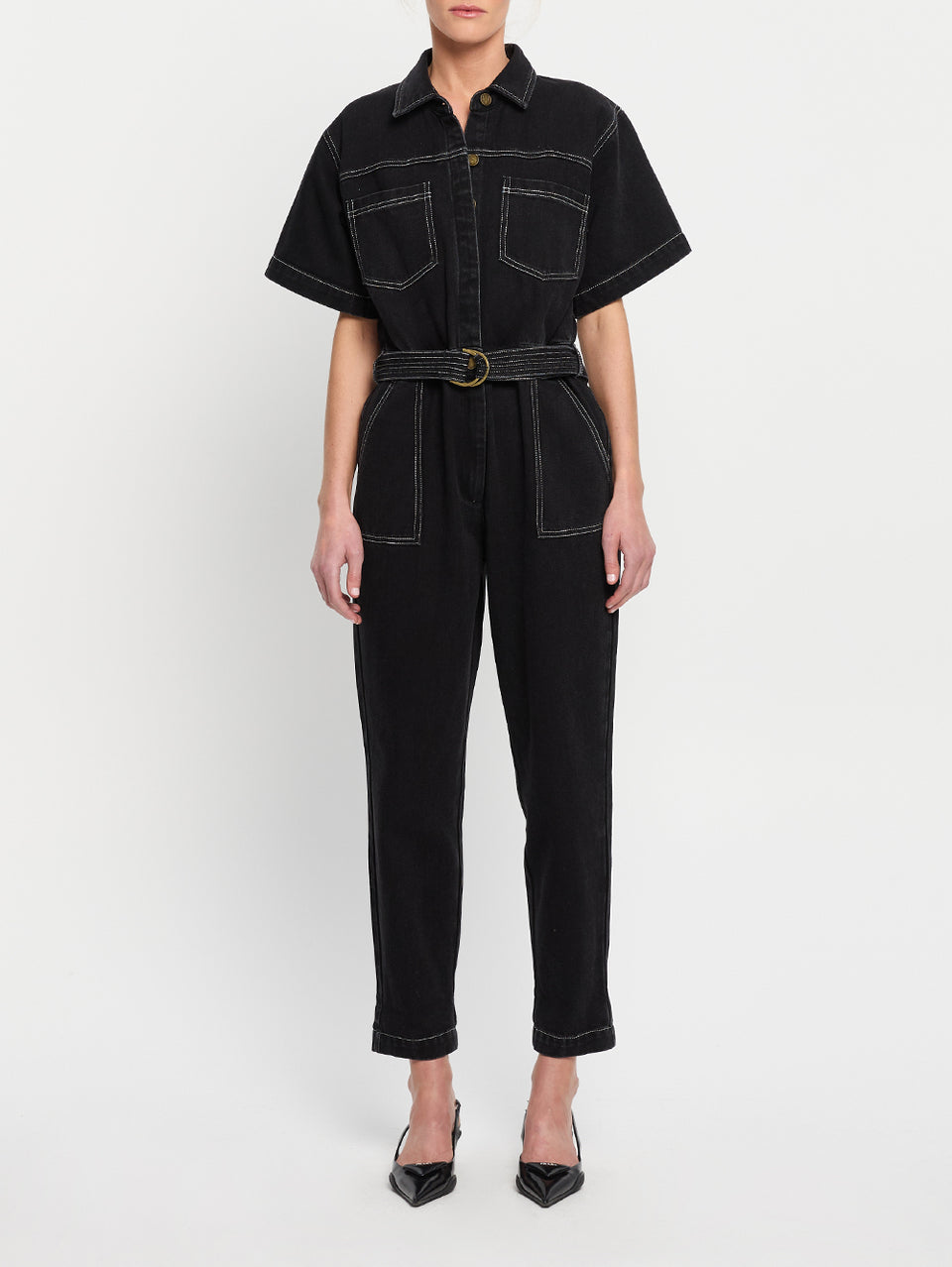 Brae Boilersuit Black KIVARI | Model wears black boilersuit