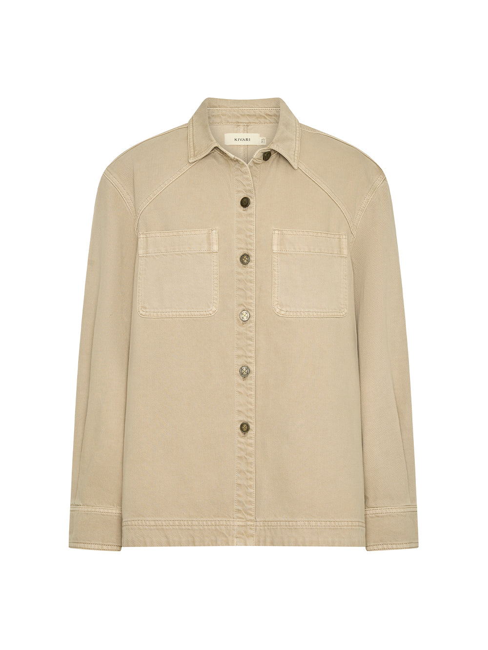 Beige denim jacket on a white background