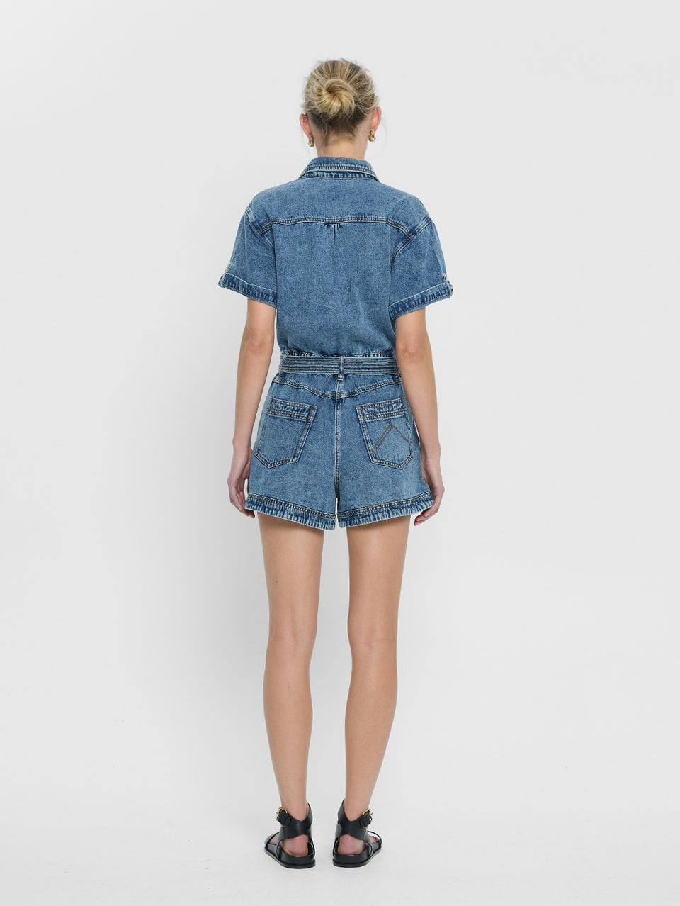 Georgie Denim Playsuit KIVARI | Model wears Denim playsuit