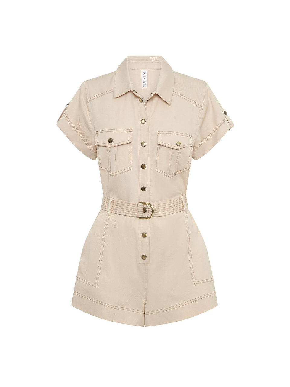 Gianna Playsuit KIVARI | Cream short sleeve playsuit