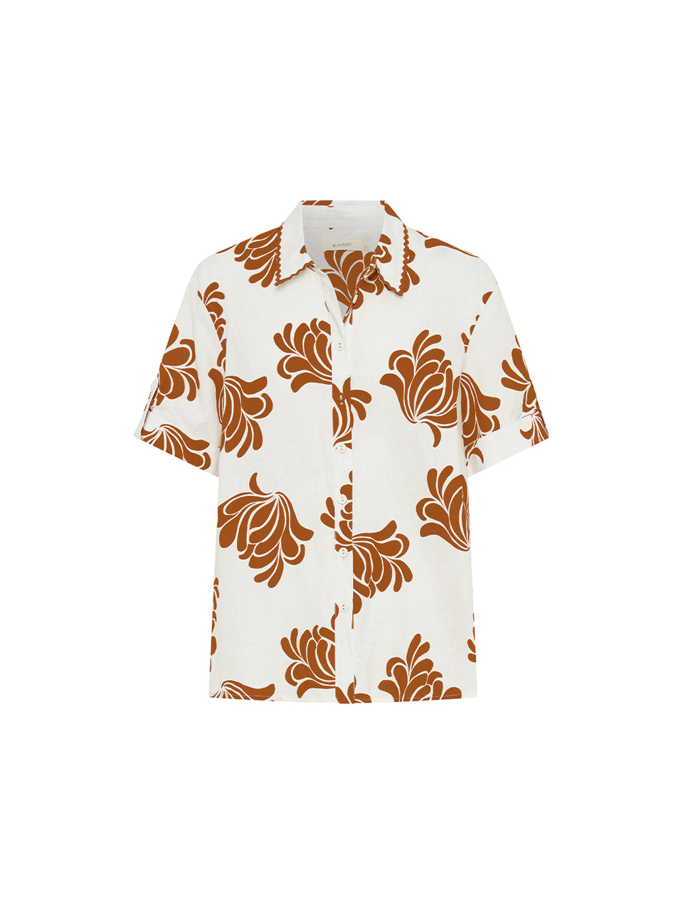 Inza Shirt KIVARI | Ivory and brown shirt