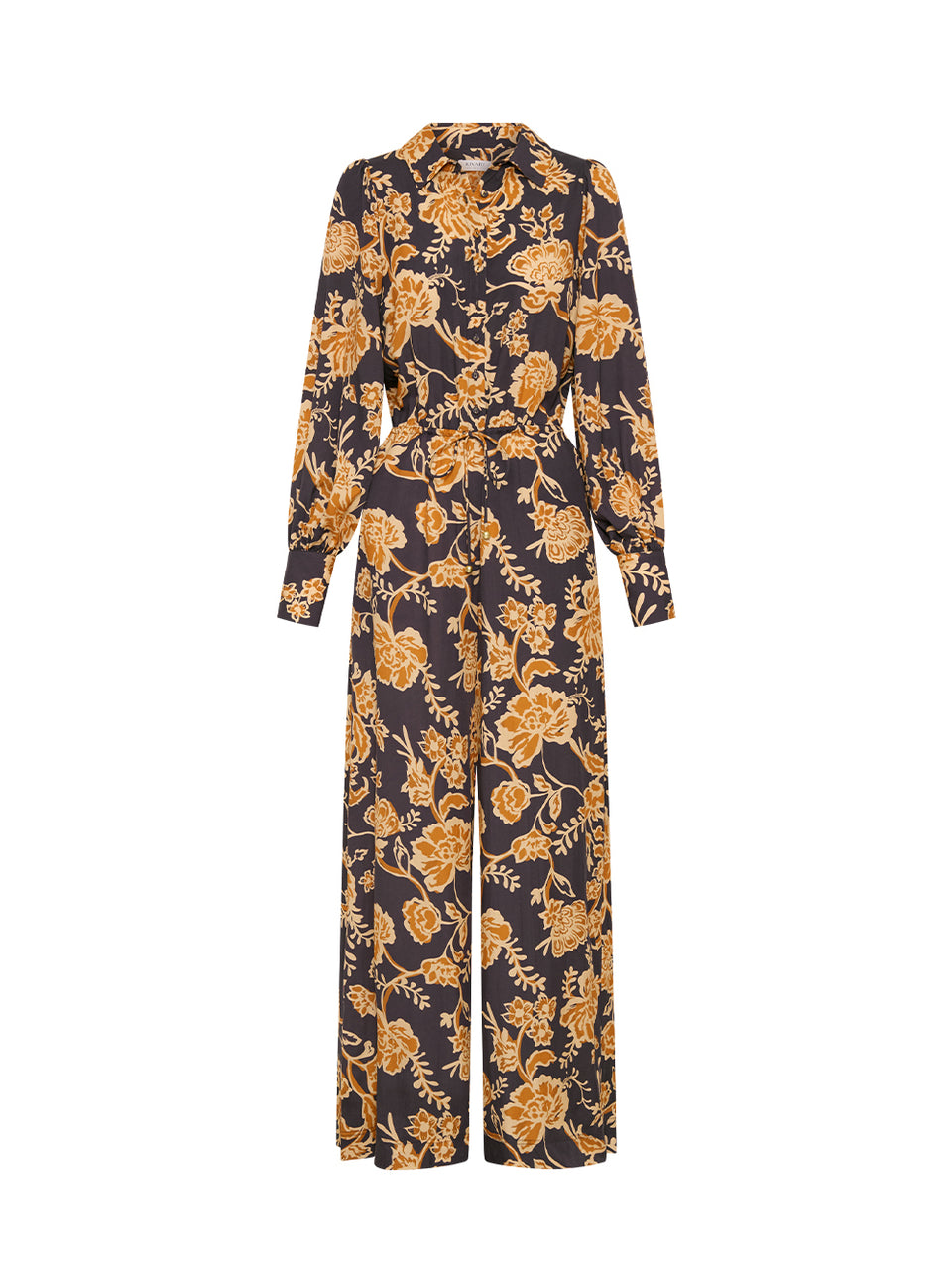 Kaia Jumpsuit KIVARI | Black and orange floral jumpsuit