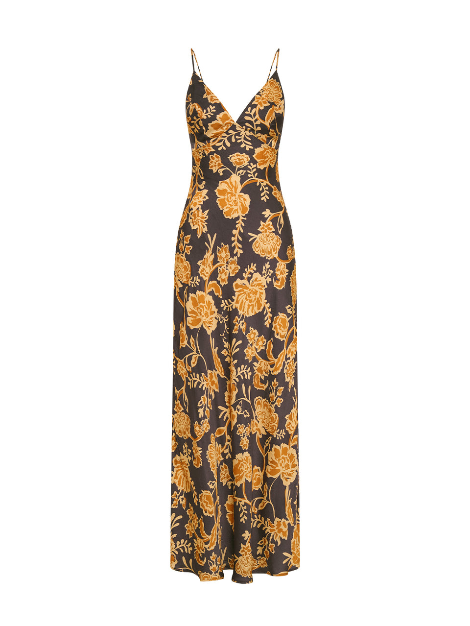 Kaia Slip Dress KIVARI | Black and orange floral slip dress