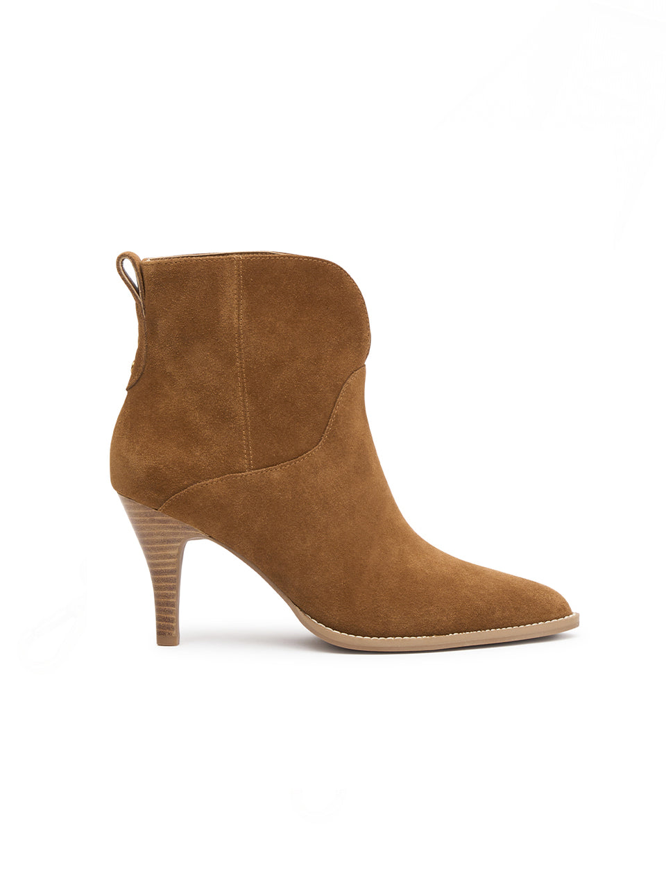 Kate Boot Tan KIVARI | Tan suede leather short boot side view