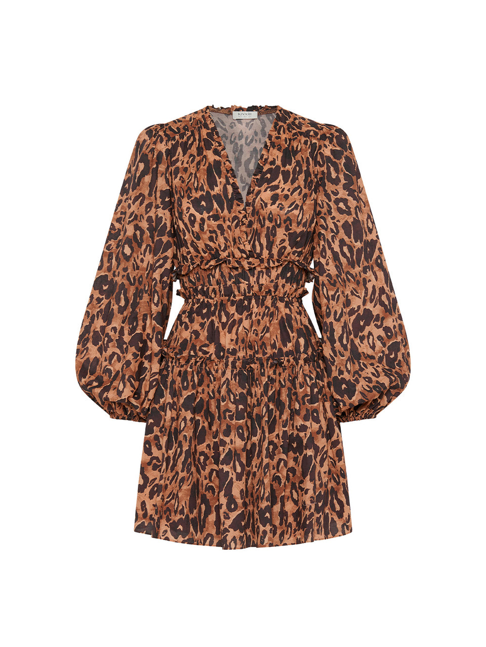 Madison Mini Dress KIVARI | Orange and brown leopard mini dress
