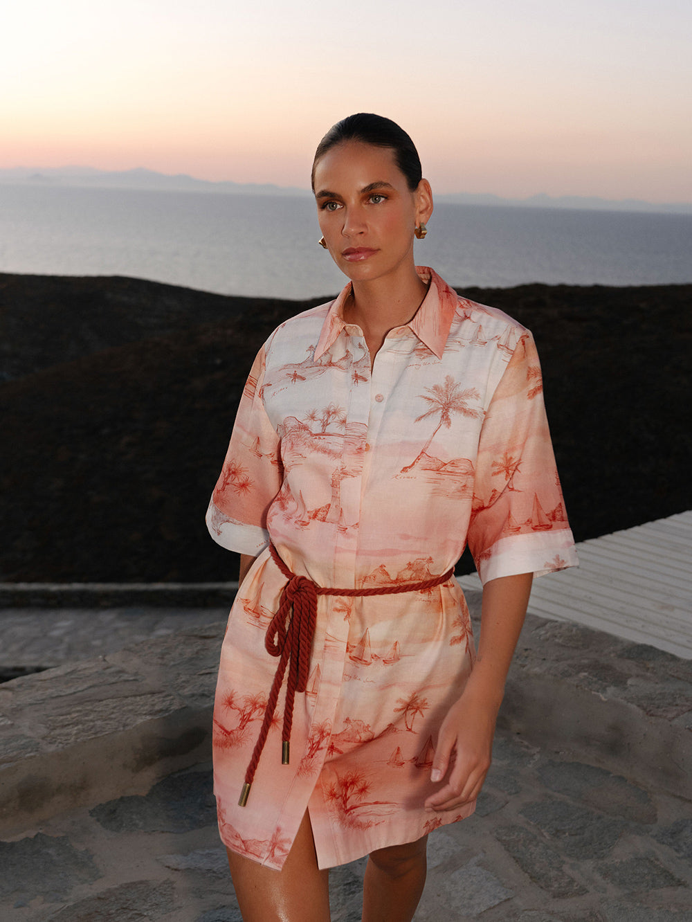 Sunset Shirt Mini Dress | Ombre Sunset Costal Dress | KIVARI