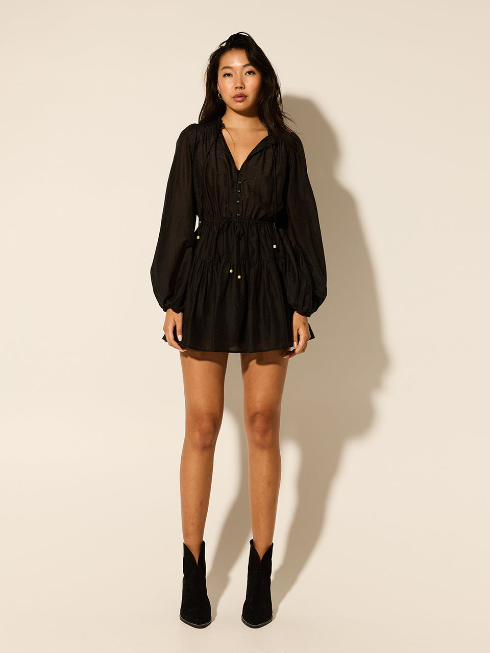 Alejandra Mini Dress KIVARI | Model wears black mini dress