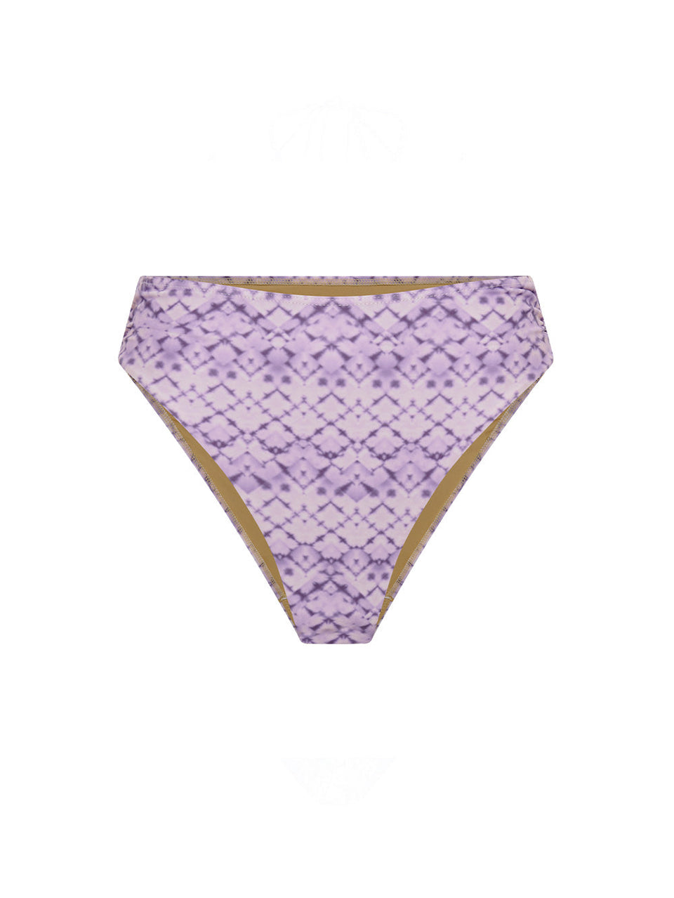 Alice High Waist Bikini Bottom KIVARI | Purple tie dye printed high waisted bikini bottoms