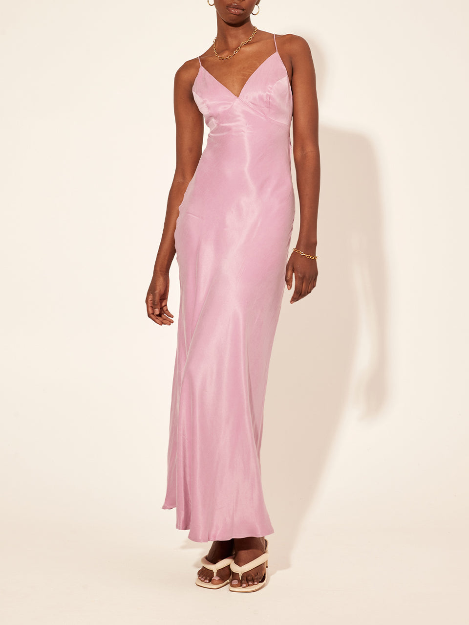 Bianca Slip Dress KIVARI | Model wears lavender slip dress