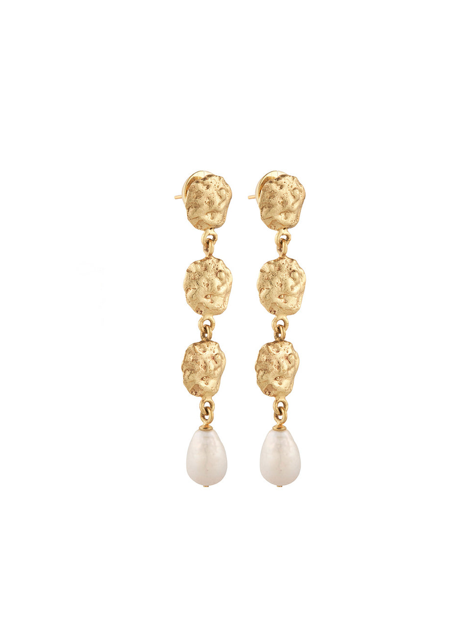 Calypso Long Drop Earring KIVARI | Gold and pearl long earrings