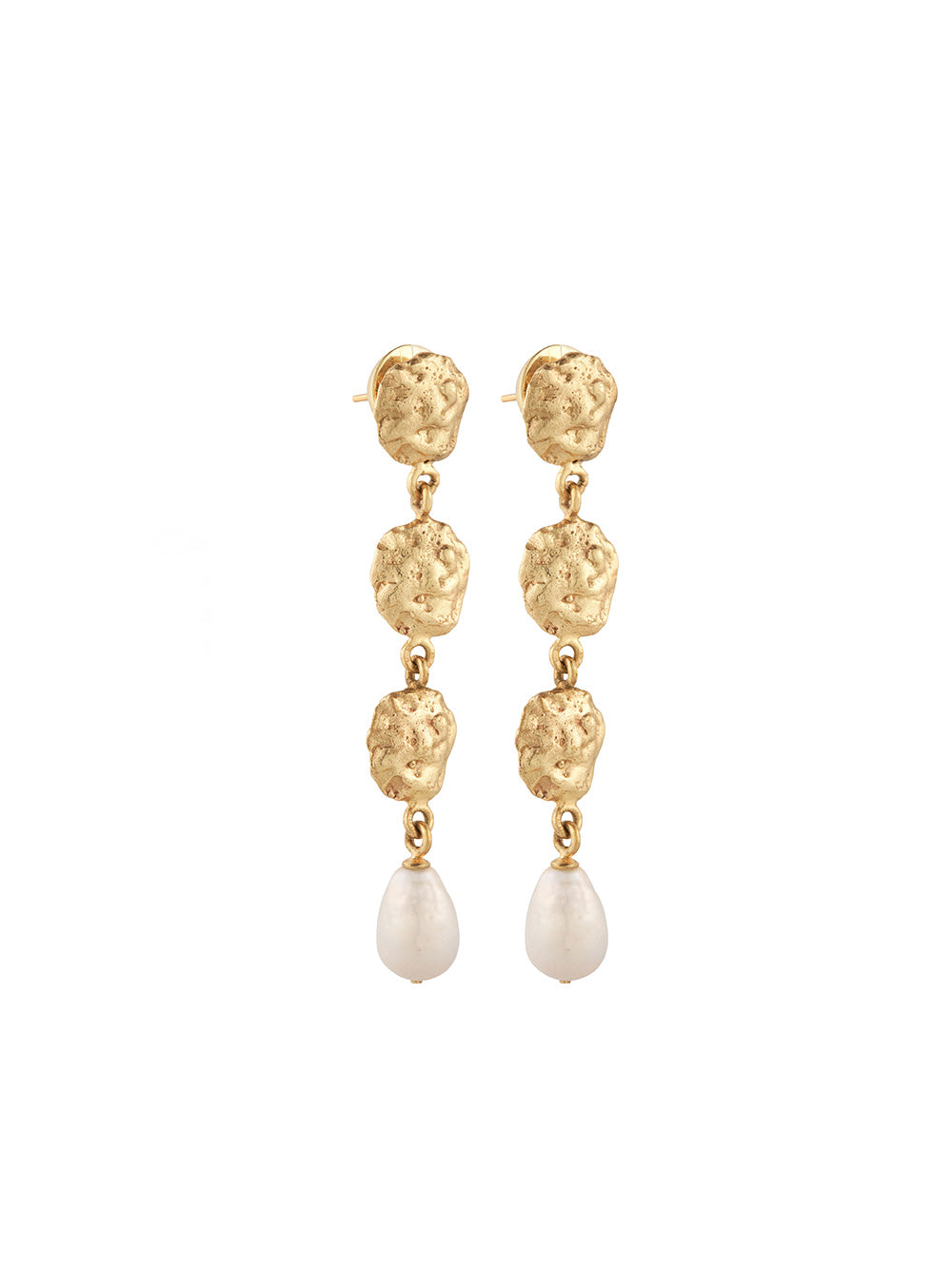 Calypso Long Drop Earring KIVARI | Gold and pearl long earrings