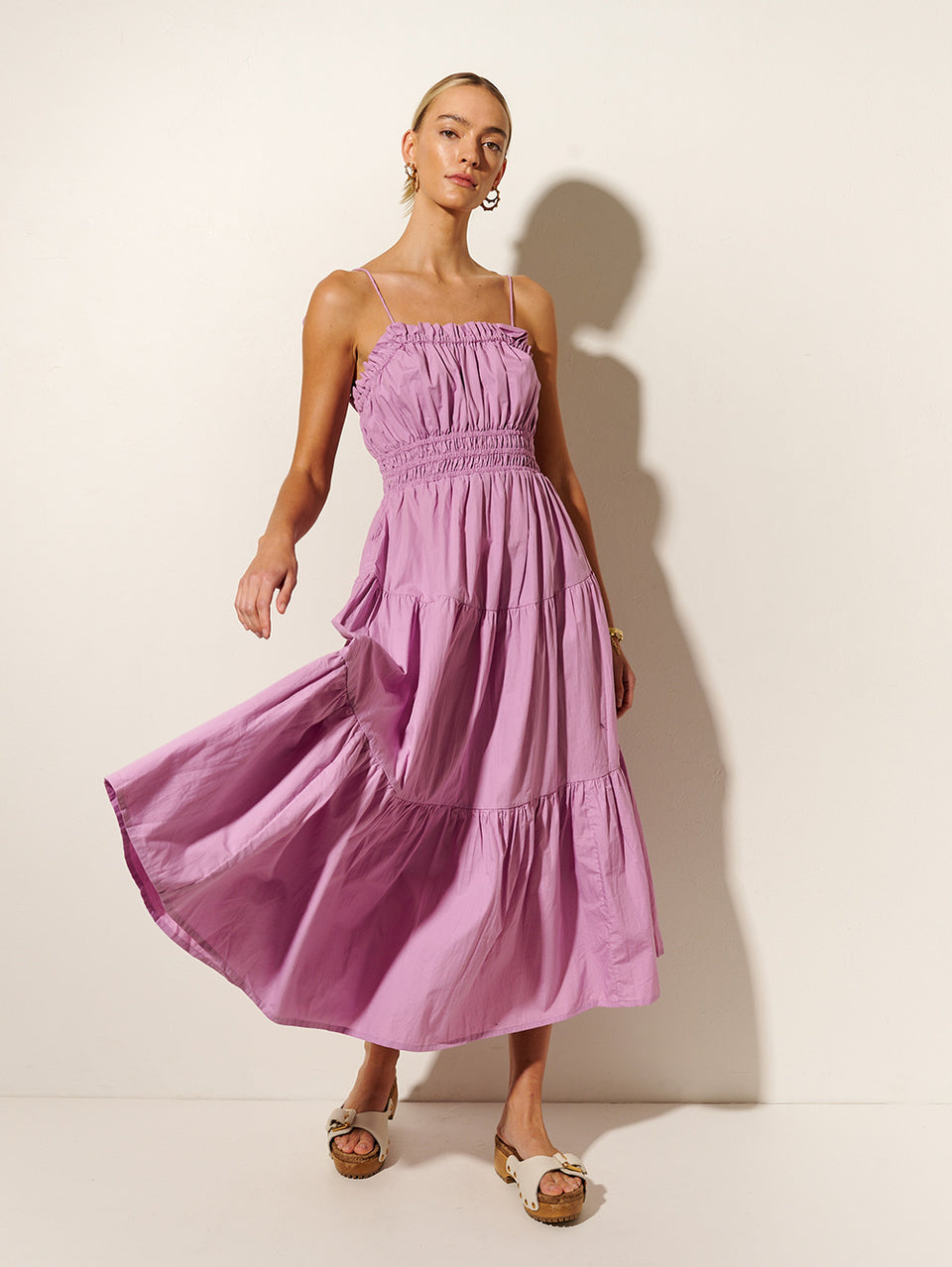 KIVARI Casini Midi Dress | Model wears Lilac Midi Dress