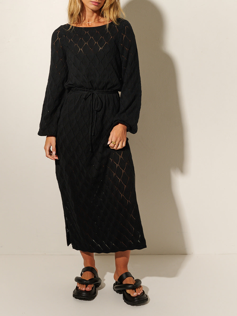 Claudia Scoop Back Knit Dress Black KIVARI
