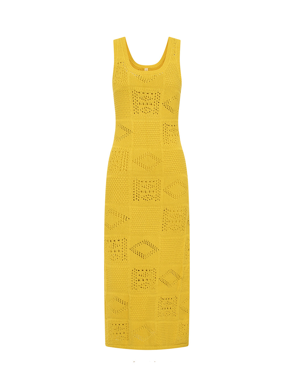 KIVARI Clementine Midi Dress in Yellow | Crochet Dress
