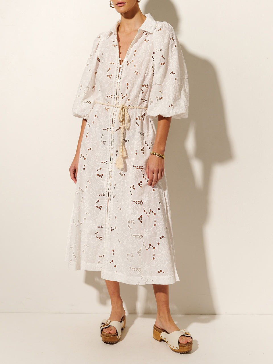 KIVARI Corfu Midi Dress | Model wears White Midi Dress