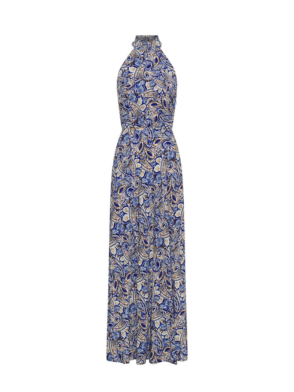 Dakota Halter Maxi Dress KIVARI | Blue paisley halter dress