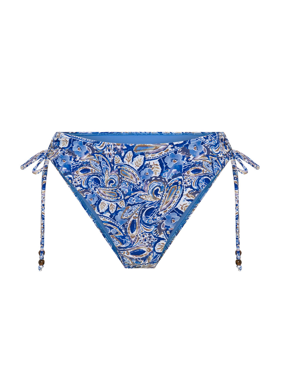Dakota High Waisted Bikini Bottom KIVARI | Blue paisley high waisted bikini bottoms