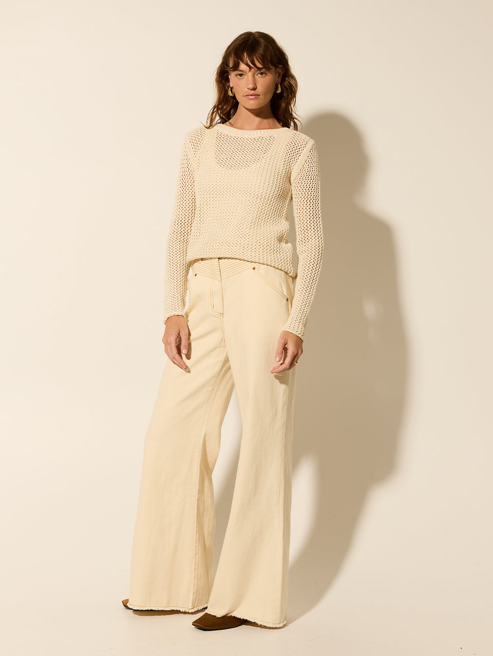 Eliana Knit Cream KIVARI | Model wears cream knit top