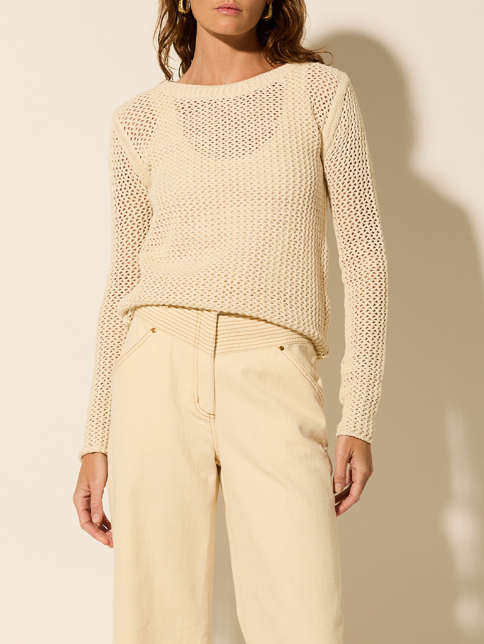 Eliana Knit Cream KIVARI | Model wears cream knit top