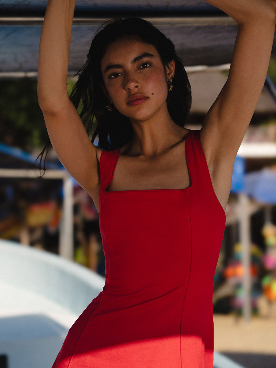 kivari red dress Kivari Rafaela Knit Midi Dress