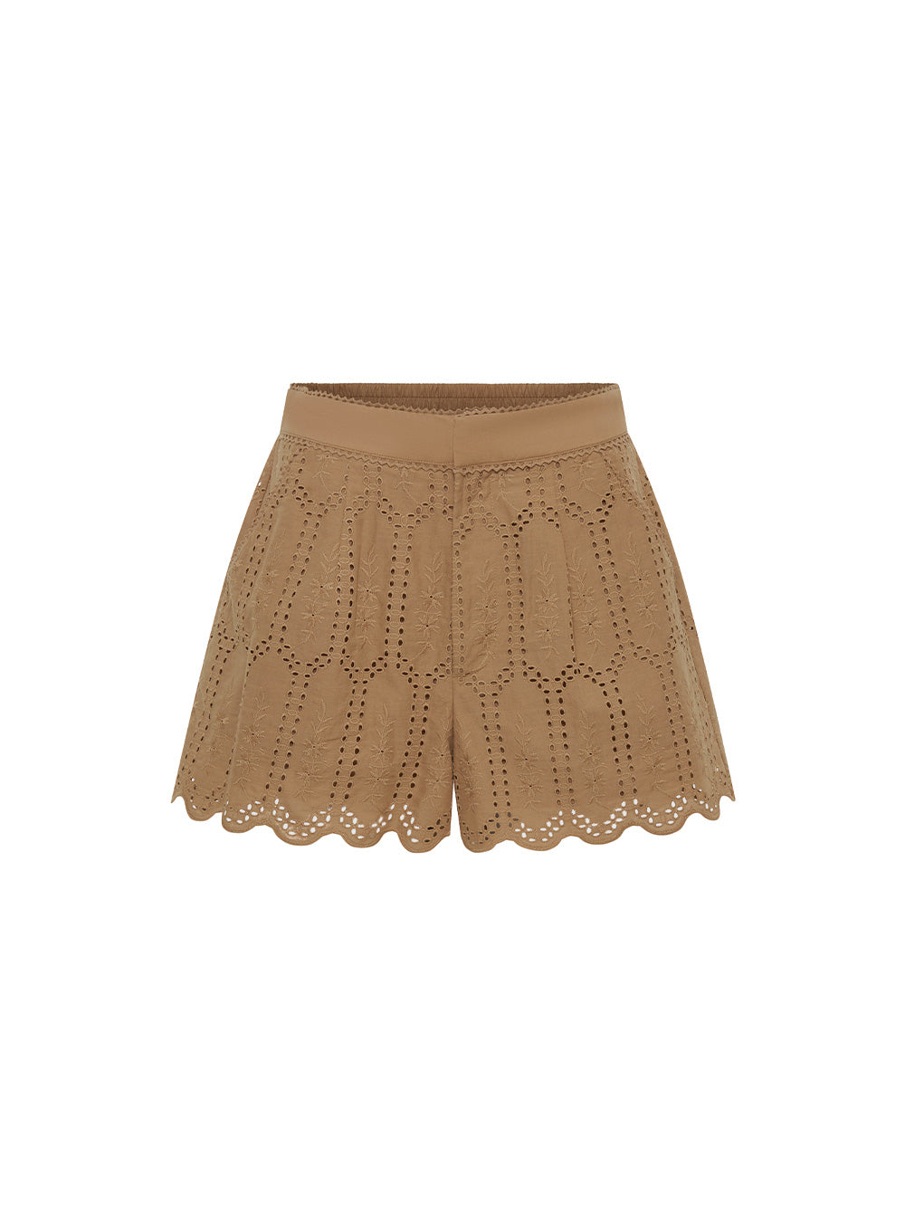 Estelle Short Mocha KIVARI | Brown shorts with lace detail 