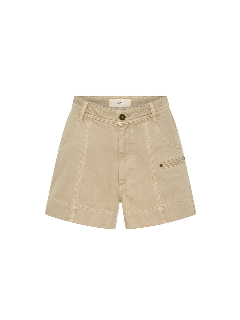Beige shorts on a white background