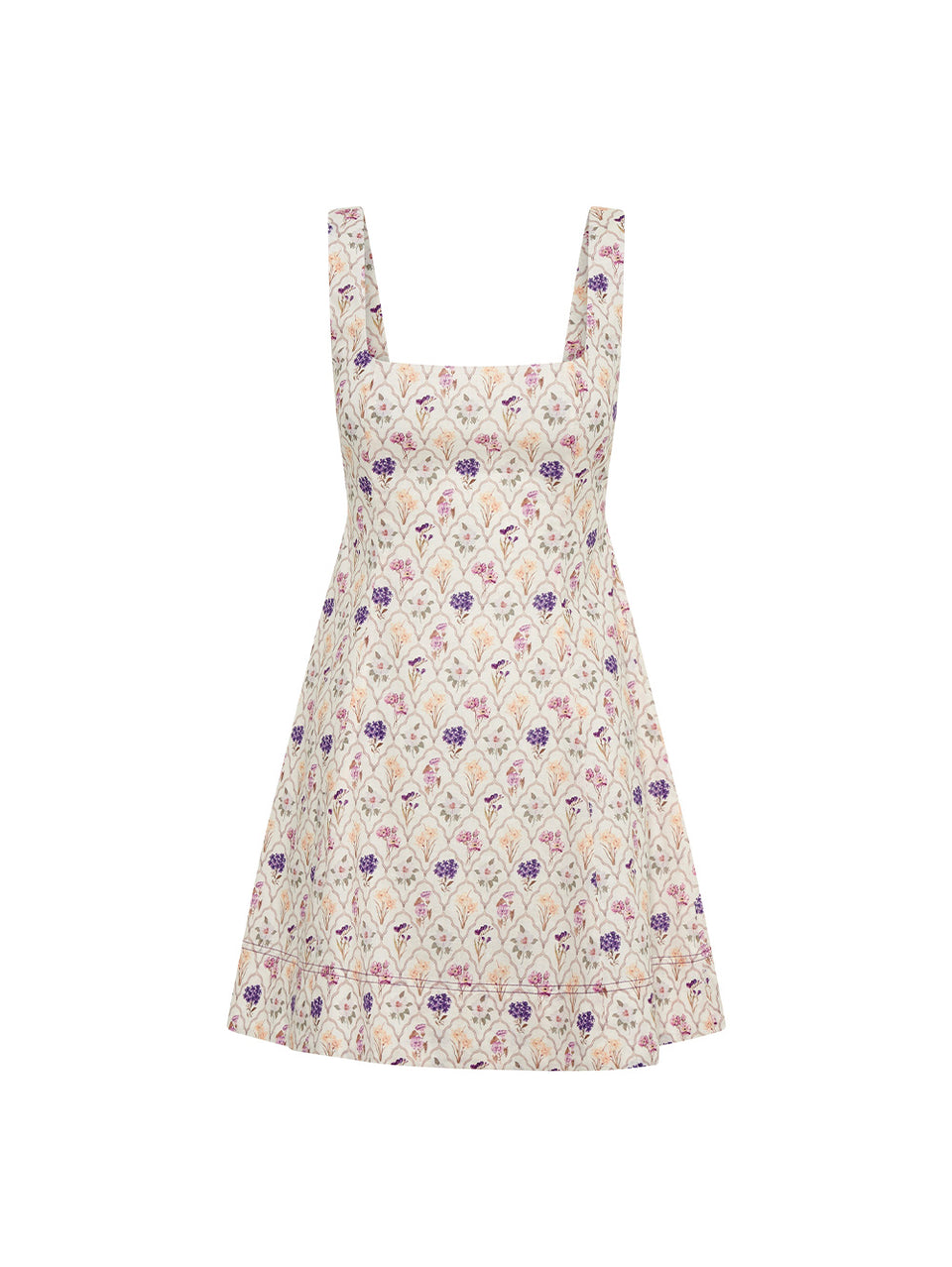 Fleur Mini Dress KIVARI | White and purple floral print mini dress