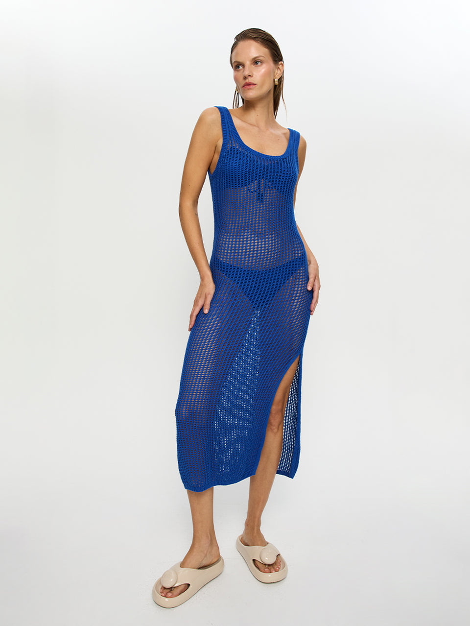 Gia Knit Maxi Dress KIVARI | Blue knit maxi dress