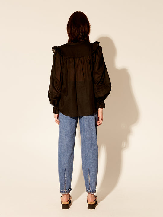 Isabella Embroidered Blouse Natural/ Red