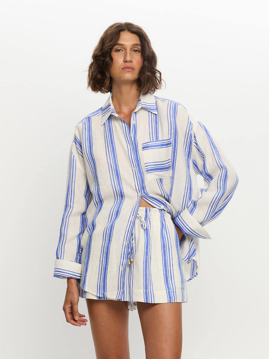 Isabelle Shirt | Blue Stripe Shirt | KIVARI