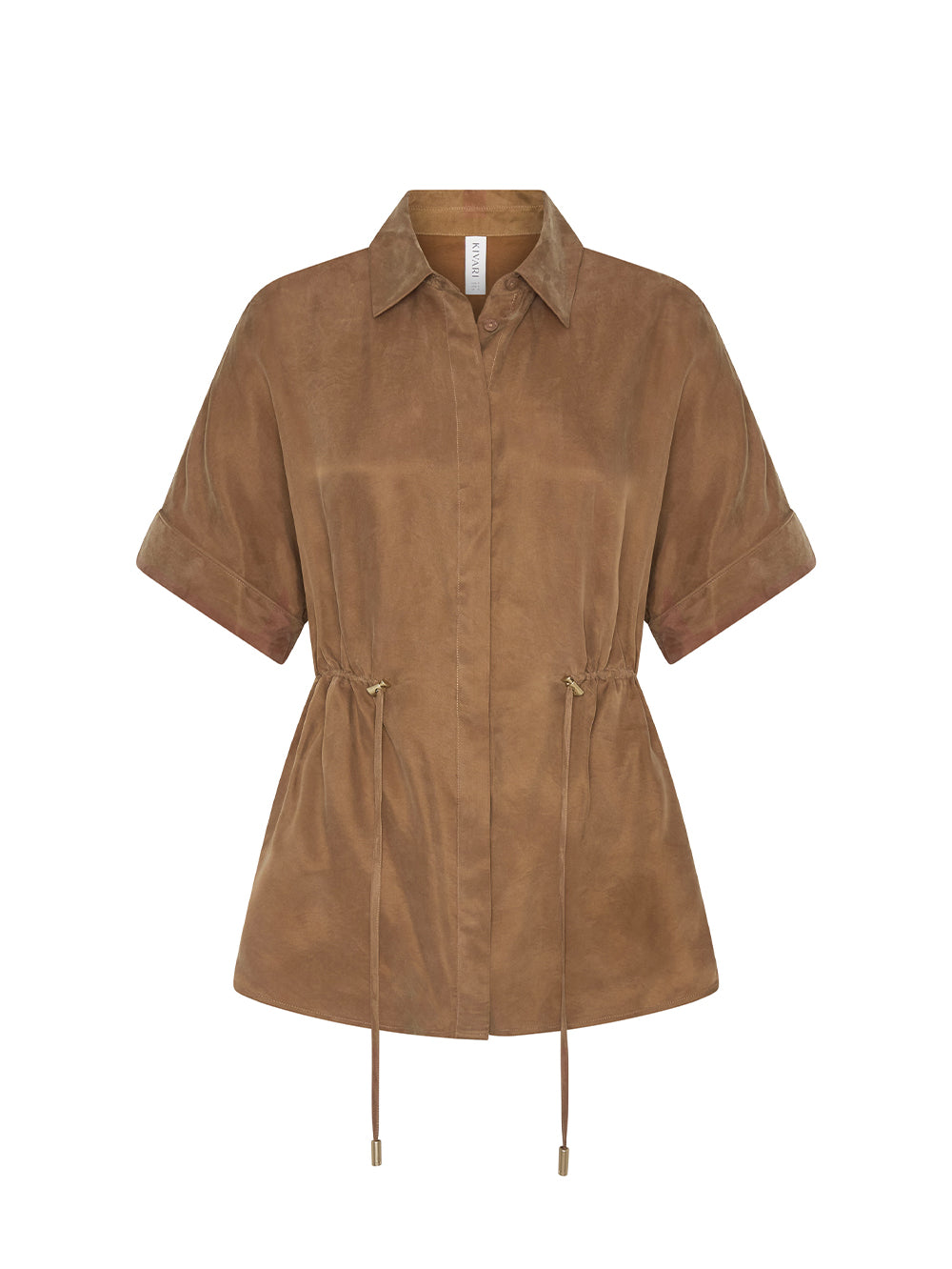 Brown Shirt with short sleeves on a white background