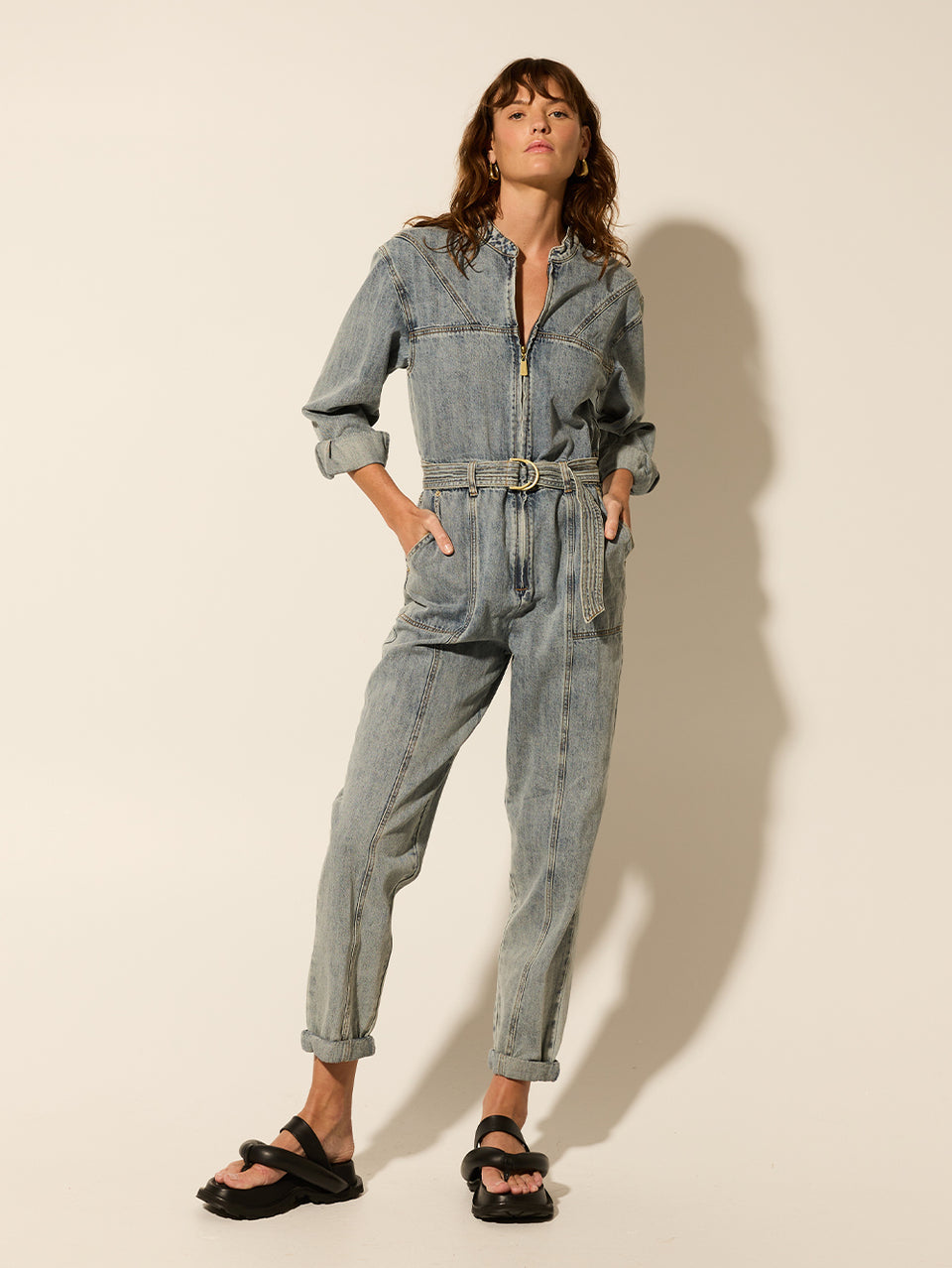 Jimmy Denim Boilersuit KIVARI | Model wears denim boilersuit