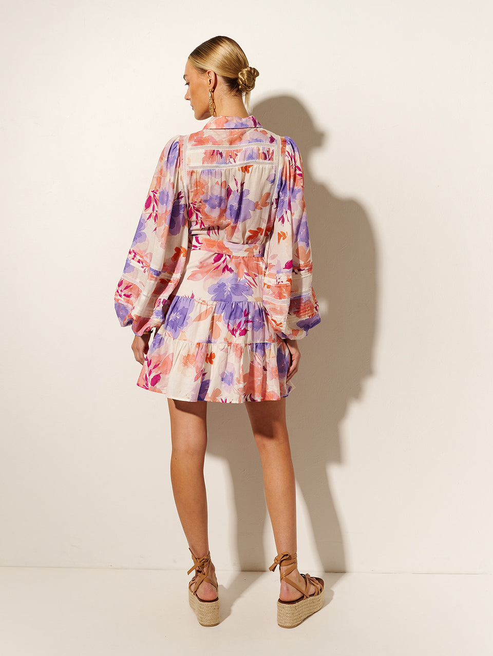 Johannes Mini Dress KIVARI | Model wears floral mini dress back view