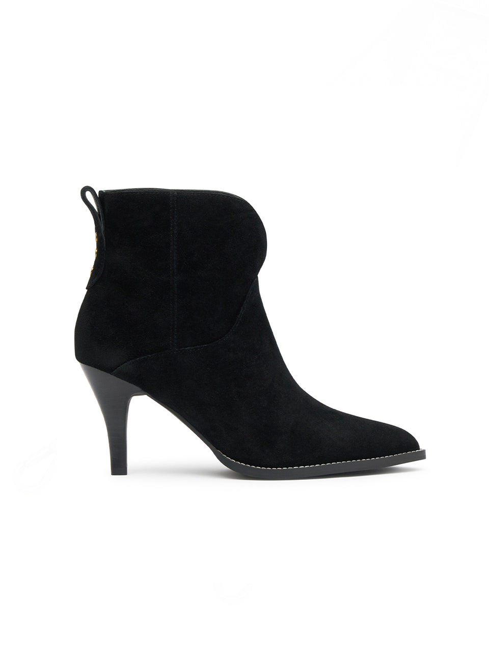 Kate Boot Black KIVARI | Black suede leather short boot side view