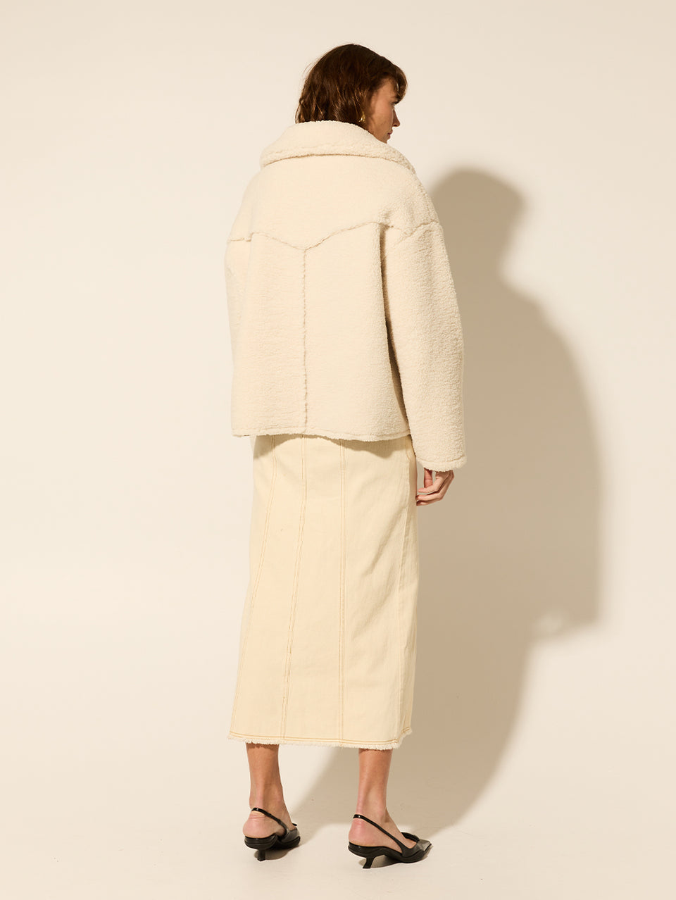Lianna Jacket KIVARI | Model wears cream reversible jacket back view