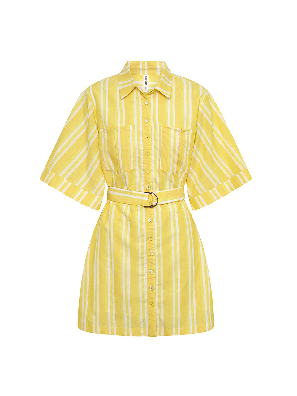 Lola Shirt Dress KIVARI | Yellow and white striped shirt dress