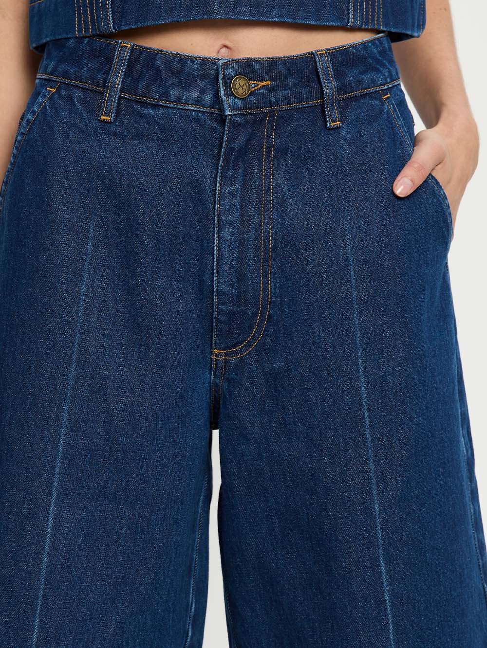 【INDIGO】Denim bermuda pants Indicode Men's Fortune 3/4 Jeans Shorts with 5 pockets made of 98