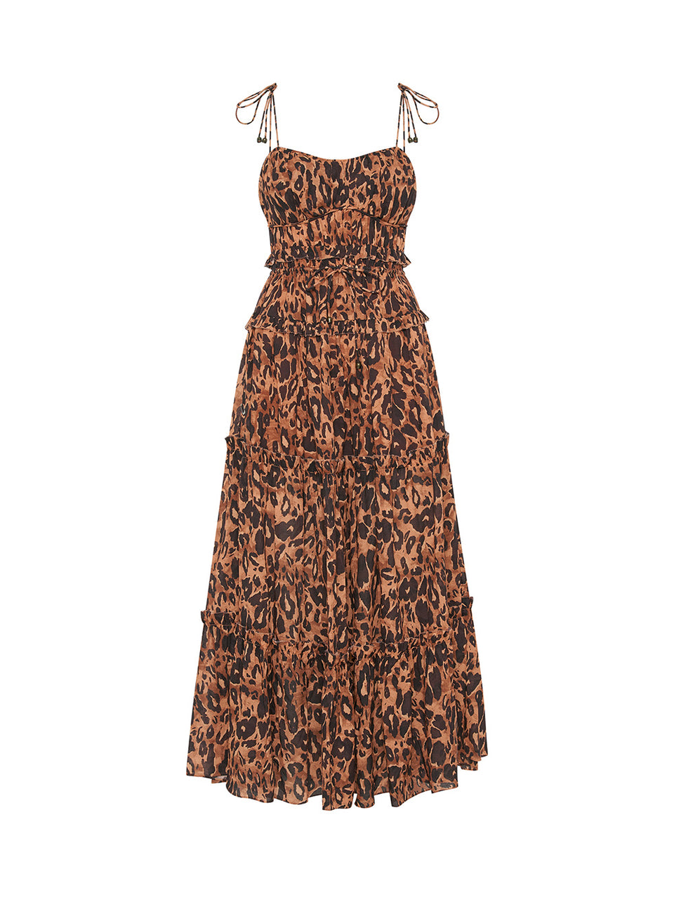 Madison Midi Dress KIVARI | Orange and brown leopard midi dress