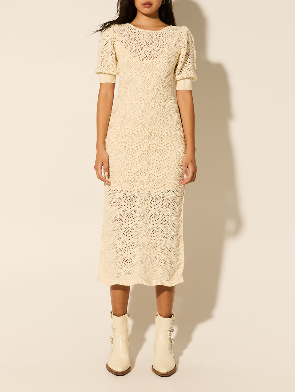 Mariana Knit Dress KIVARI | Model wears cream knit dress