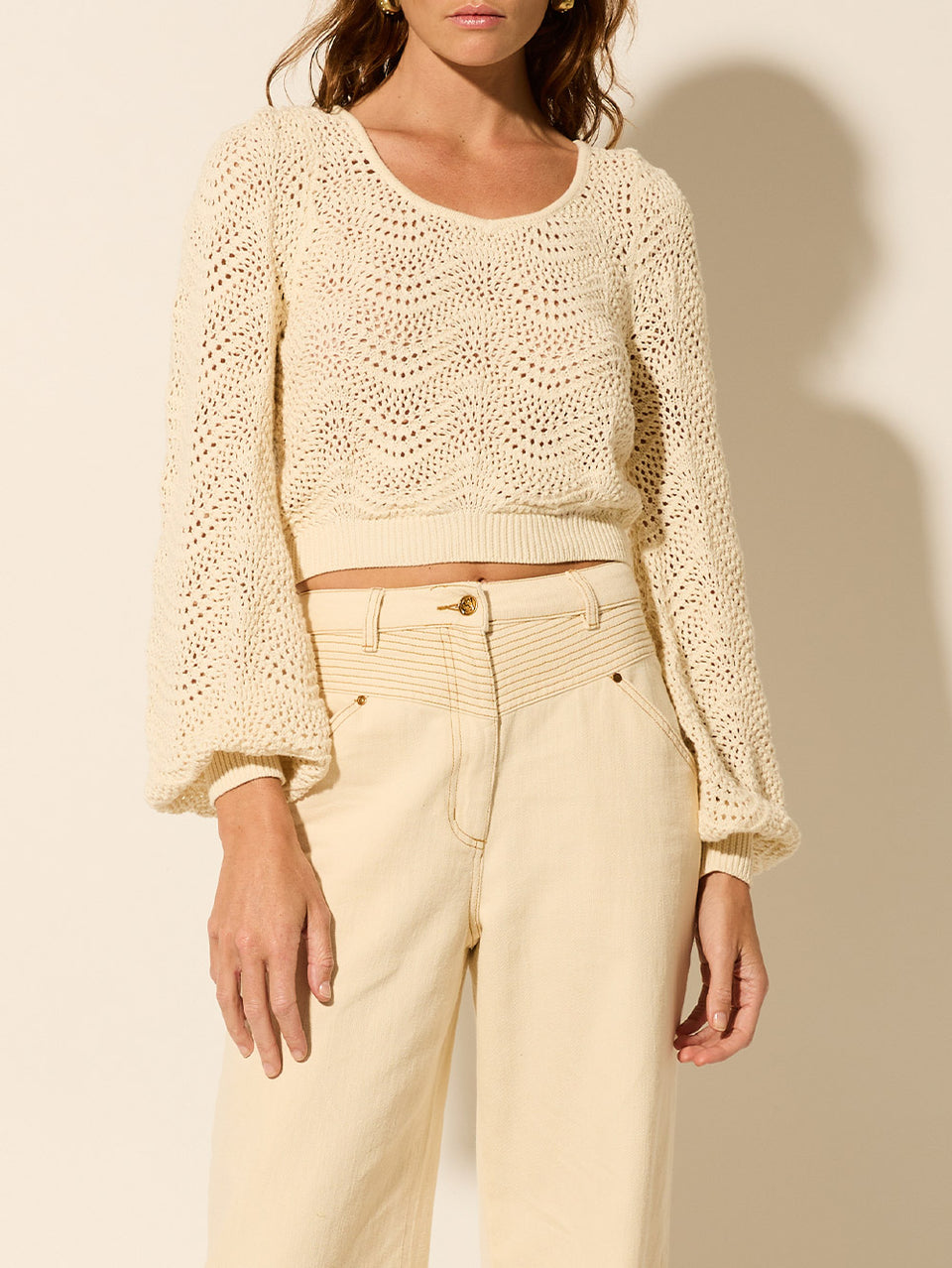 Mariana Knit Top KIVARI | Model wears cream knit top