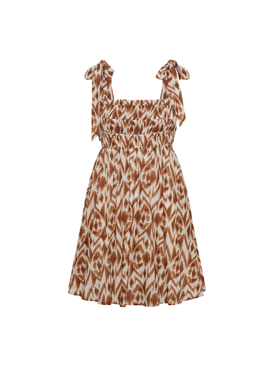 Marisa Strappy Mini Dress KIVARI | Brown and ivory aztek printed mini dress