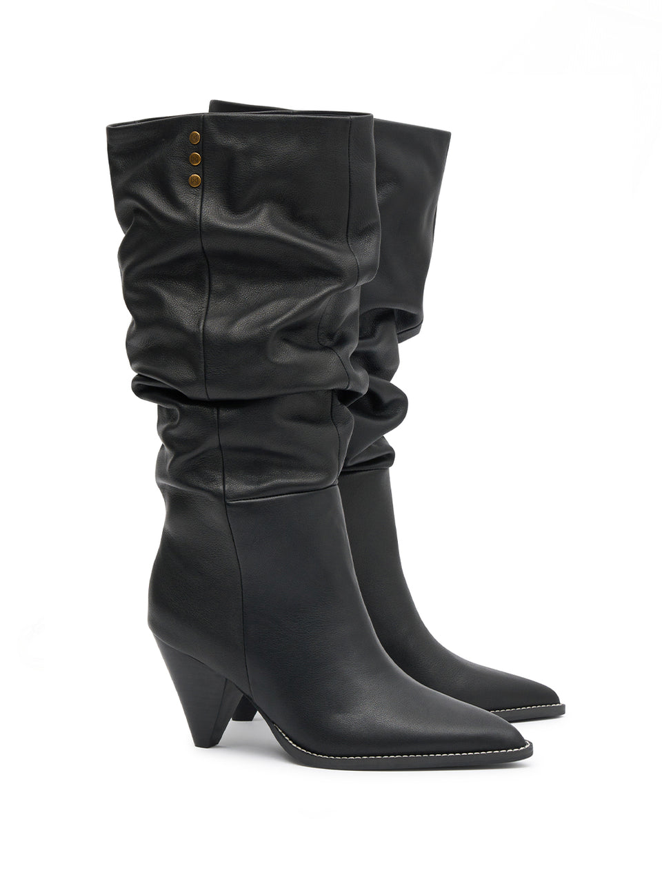 Natasha Boot Black KIVARI | Leather black scrunch boot
