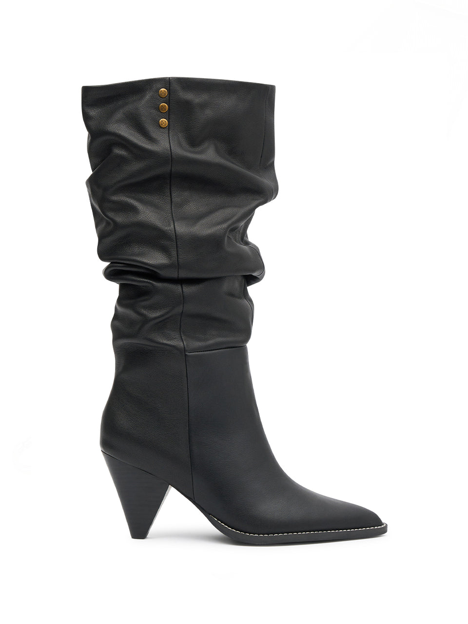 Natasha Boot Black KIVARI | Leather black scrunch boot side view