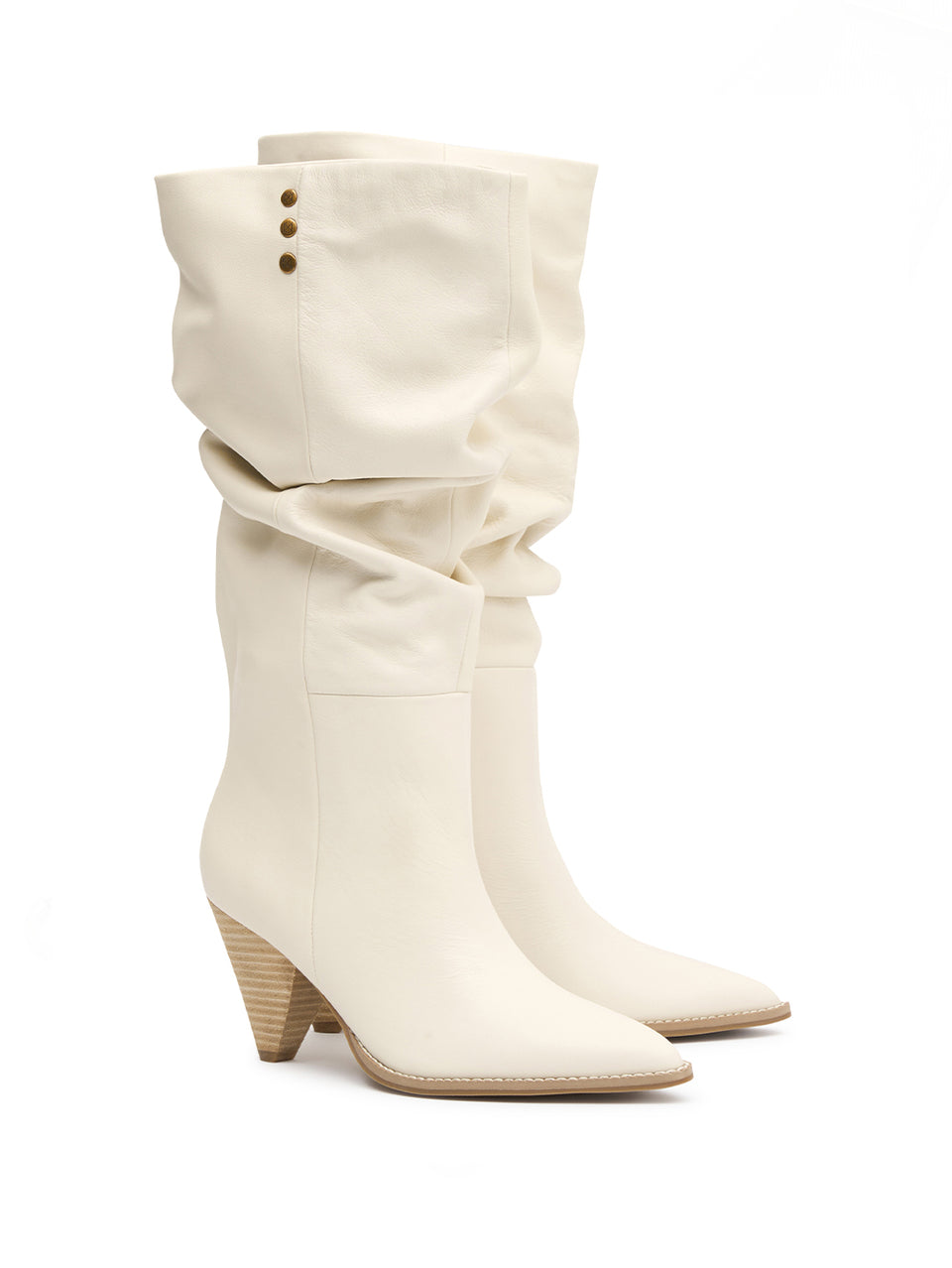 Natasha Boot Cream KIVARI | Leather cream scrunch boot