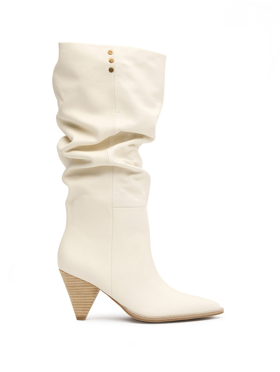 Natasha Boot Cream KIVARI | Leather cream scrunch boot side view