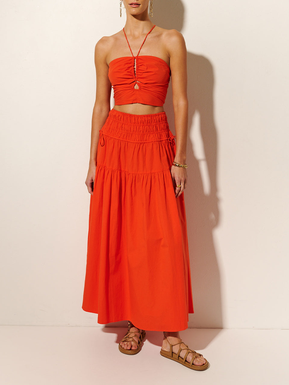 Nora Maxi Skirt | Model wears red maxi skirt