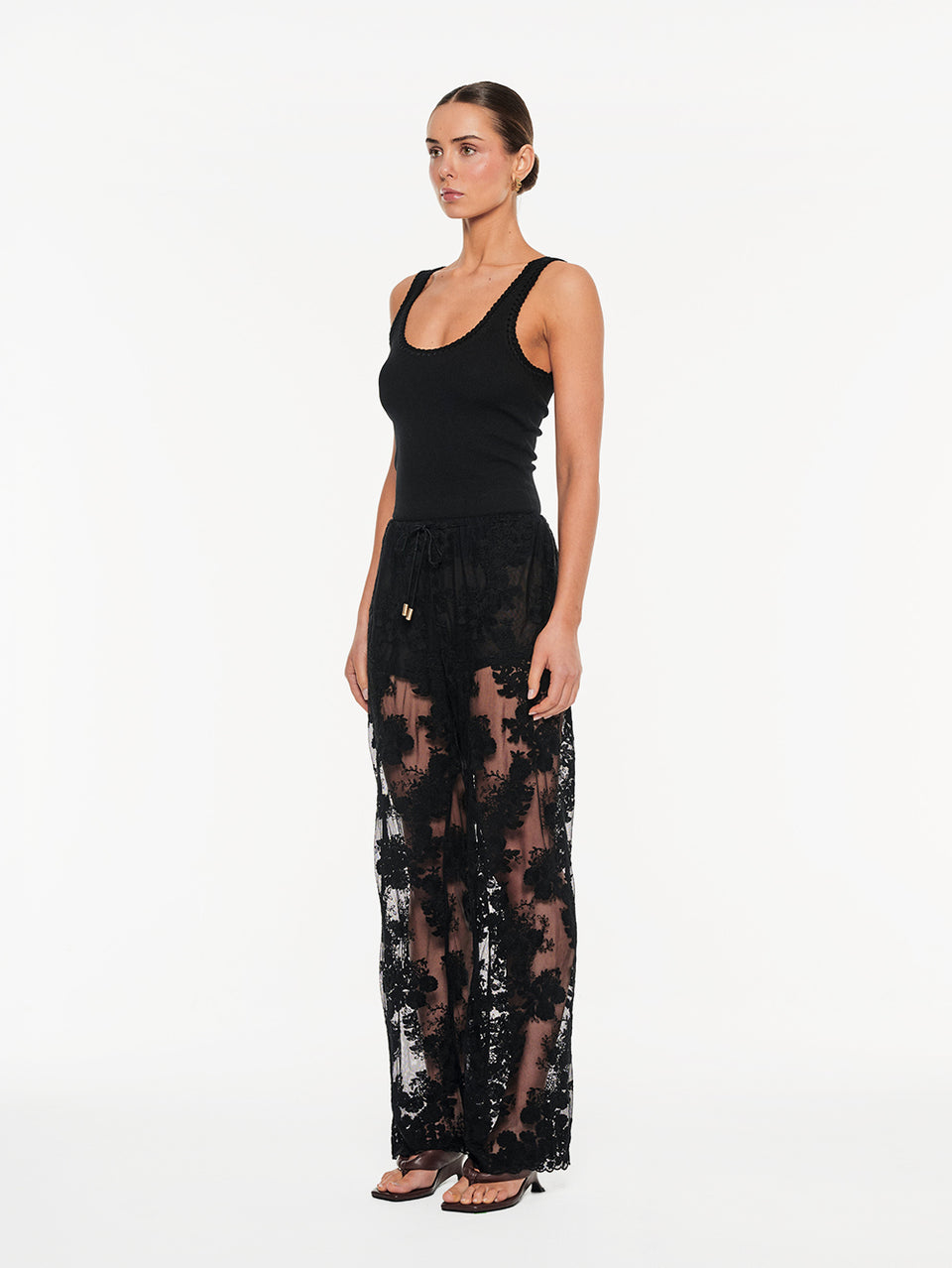 KIVARI Jaxon Lace Pant in Black, side view