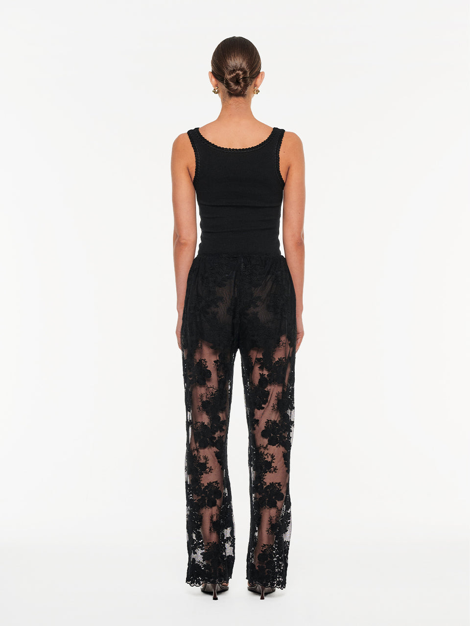 KIVARI Jaxon Lace Pant in Black, back view