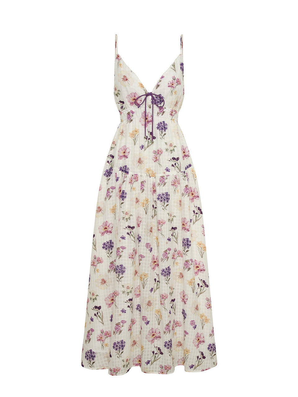 Phoebe Maxi Dress KIVARI | Ivory and purple maxi dress